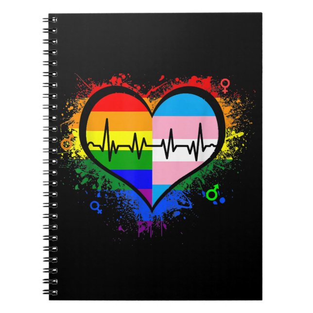 Carnet LGBT Hearbeat EKG Shirt Gay Lesbian Transgenre L (Devant)