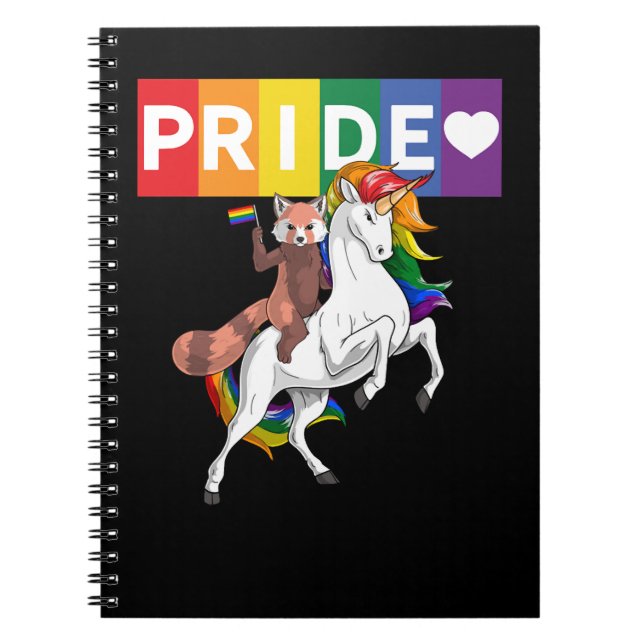 Carnet LGBT Unicorn Fox gris équitation Unicorn arc-en-ci (Devant)