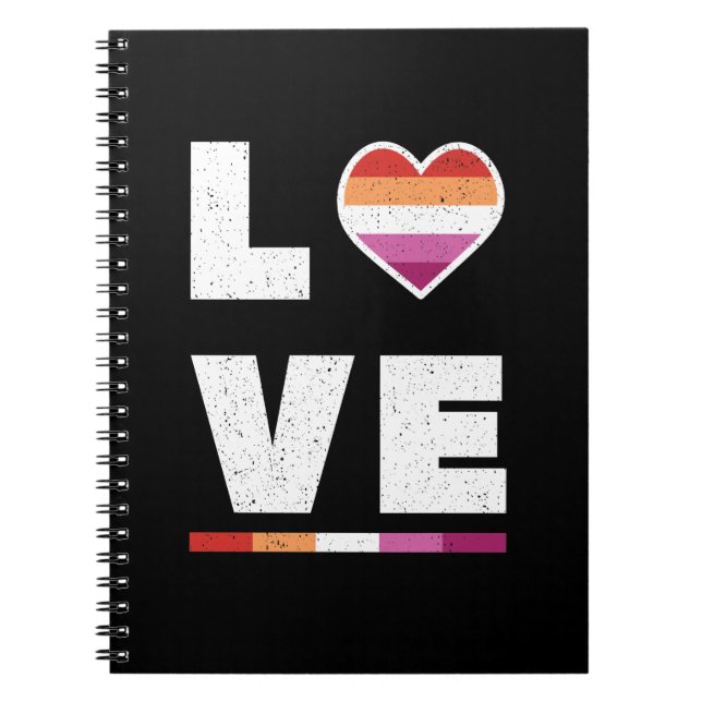 Carnet LGBTQ Lesbian Pride Drapeau Distressed Grunge Love (Devant)