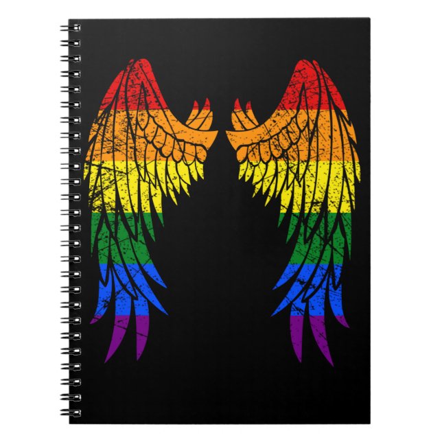 Carnet LGBTQ LGBT Angel ailes colorées Rainbow Gay (Devant)