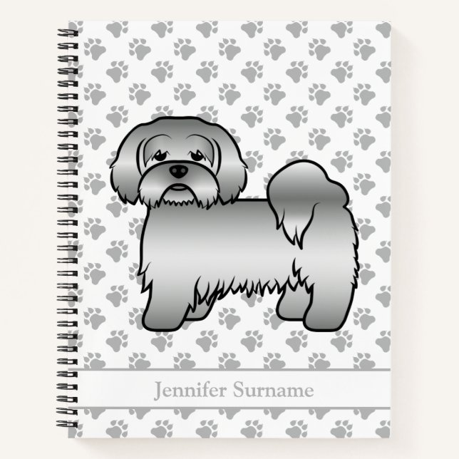 Carnet Lhasa Apso argenté Chien de dessin animé mignon &  (Devant)