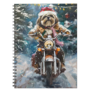 Carnet Lhasa Apso Chien à cheval Moto Noël