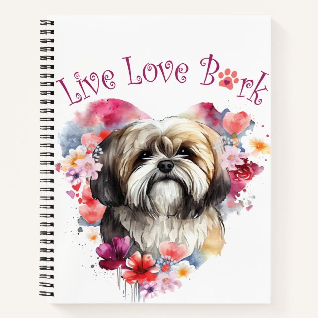 Carnet Lhasa Apso Chien Maman Florale (Devant)