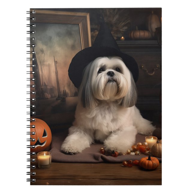 Carnet Lhasa Apso Citrouilles Halloween Épouvantable (Devant)