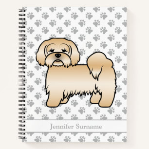 Carnet Lhasa Apso doré Chien de dessin animé mignon & Nom