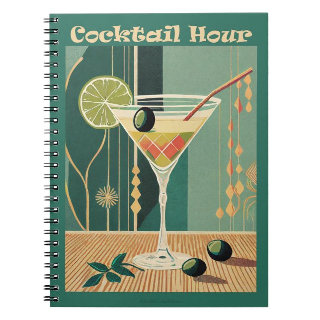 Carnet L'Heure Du Cocktail Martini Moderne Du Milieu Du S (Devant)