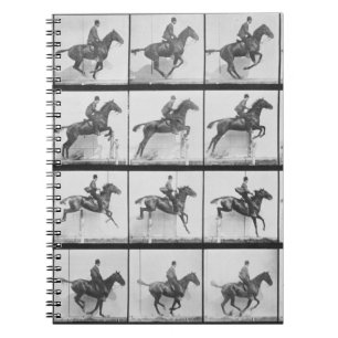 Carnet L'homme et le cheval sautant une barrière,