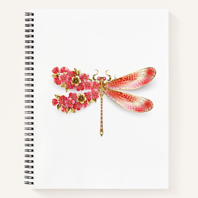 Carnet libellule de fleurs avec sakura de bijoux (Devant)