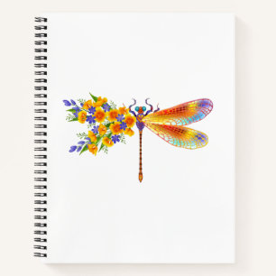 Carnet libellule de fleurs jaunes
