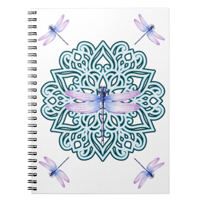 Carnet Libellule Mandala Bleu Rose Violet (Devant)