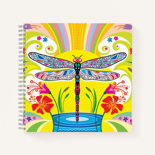 Carnet Libellule radieuse et fleurs sauvages (Devant)
