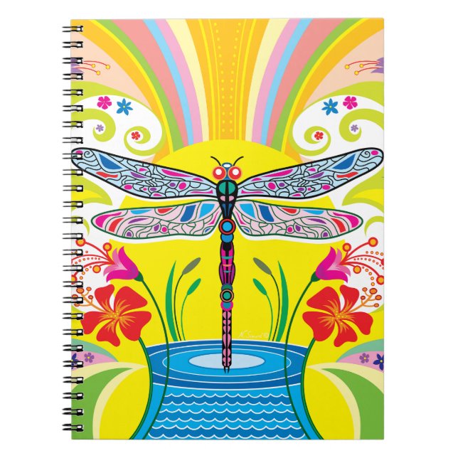 Carnet Libellule radieuse et fleurs sauvages (Devant)
