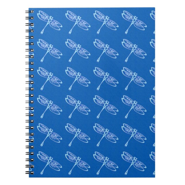 Carnet libellules, bleu pâle sur bleu denim (Devant)