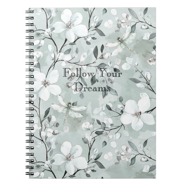 Carnet Libellules Florales Bleu Blanc (Devant)
