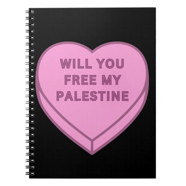 Carnet Libérez-vous ma Palestine ? Cute Candy Coeur doux (Devant)