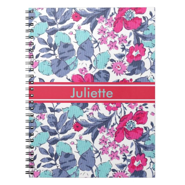 Carnet Liberty fleur personnalisable prénom (Devant)