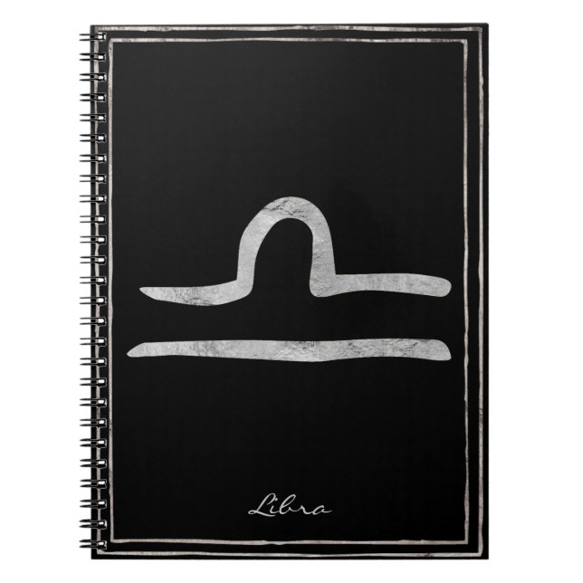 Carnet Libra martelé argent stylisé symbole astrologie (Devant)