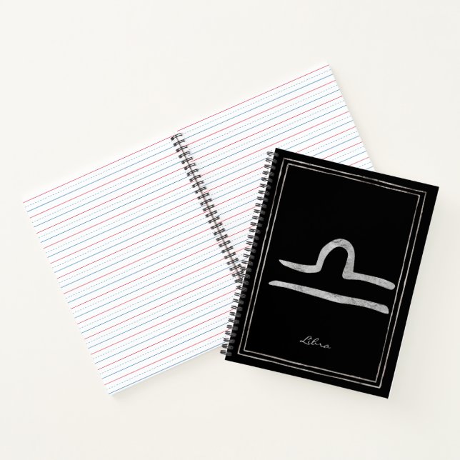 Carnet Libra martelé argent stylisé symbole astrologie n (Intérieur)