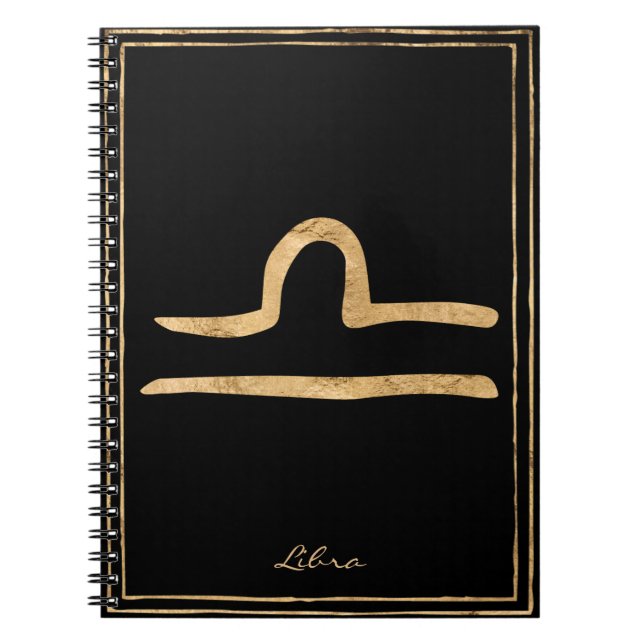 Carnet Libra martelé or stylisé symbole astrologie (Devant)