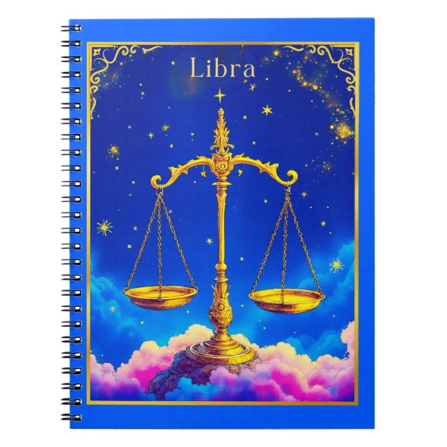 Carnet Libra Zodiac Scales in a Star-Filled Sky (Devant)