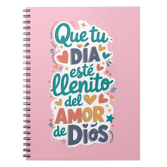 Carnet Libreta con espiral rosada mensaje lindo (Devant)