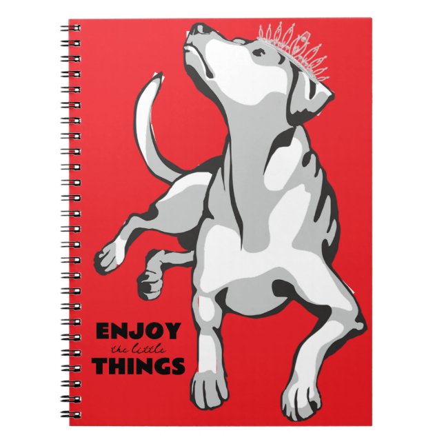 Carnet Libreta con imagen de perro blanco con fondo rojo (Devant)