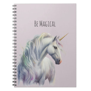 Carnet Licorne à corne d'or blanche magique