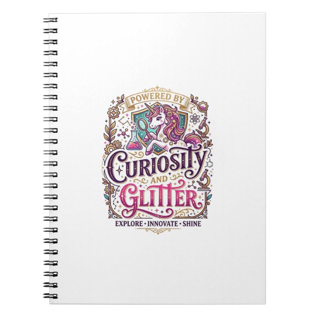Carnet Licorne alimentée par la curiosité et pailletée St (Devant)