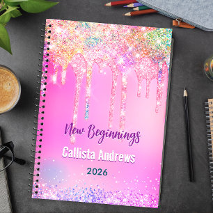 Carnet Licorne arc-en-ciel mignonne Paillettes gouttes ro