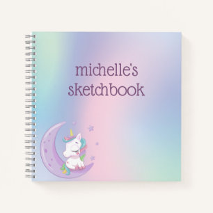 Carnet Licorne Arc-en-Ciel Pastel Personnalisée