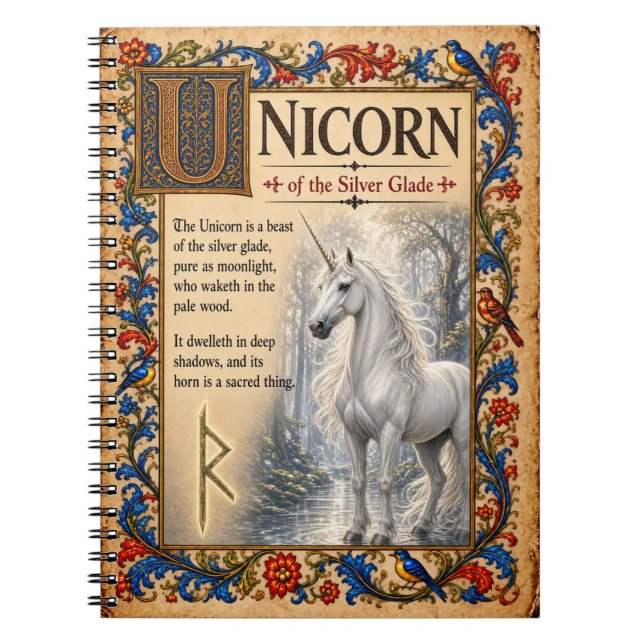 Carnet Licorne, Art de Bestiaire Médiéval (Devant)