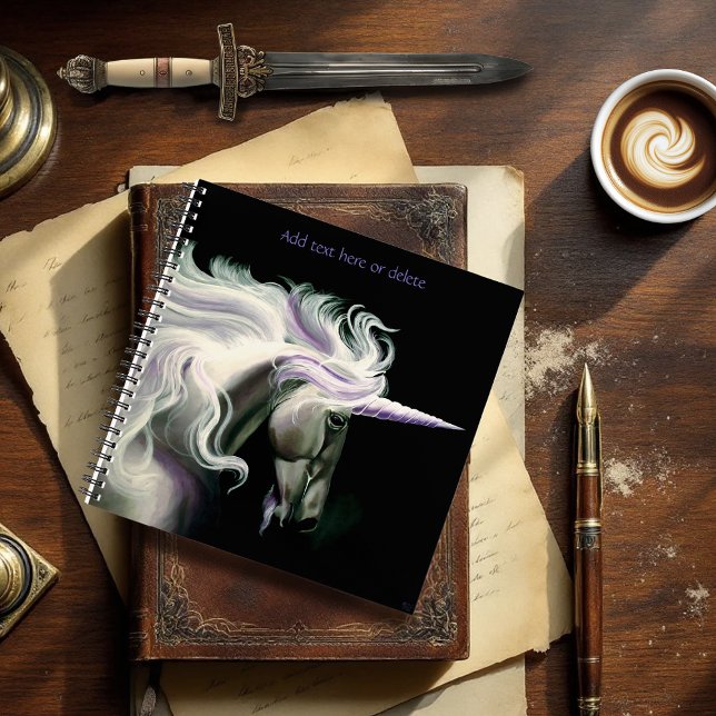 Carnet Licorne Blanche Élégante Crinière Fluide Fantaisie (Créateur téléchargé)