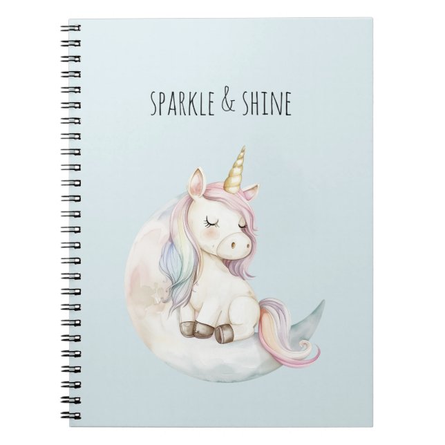 Carnet Licorne Bleue sur Nuage (Devant)