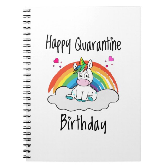 Carnet Licorne d'anniversaire de quarantaine arc-en-ciel (Devant)
