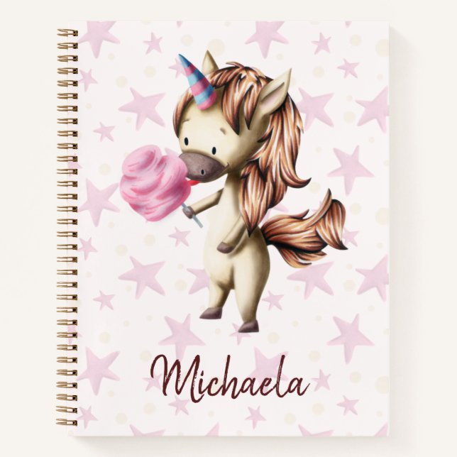 Carnet Licorne de barbe à papa rose mignonne (Devant)
