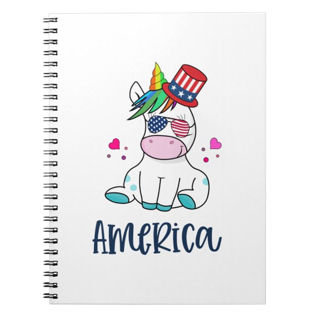 Carnet Licorne du 4 juillet avec lunettes de soleil drape (Devant)