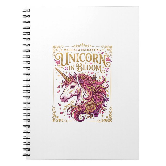 Carnet Licorne en fleurs design stylé Zazzle_1 (Devant)