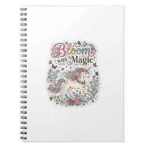 Carnet Licorne Fleurir avec Magie Premium Vector Typograp