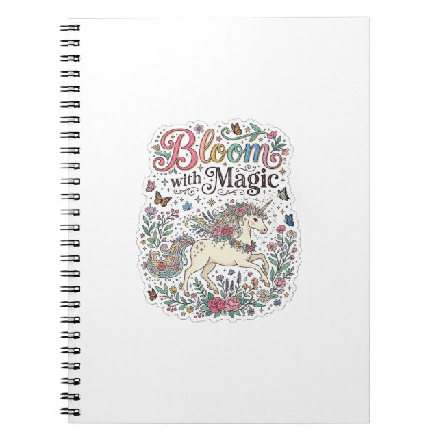 Carnet Licorne Fleurir avec Magie Premium Vector Typograp (Devant)