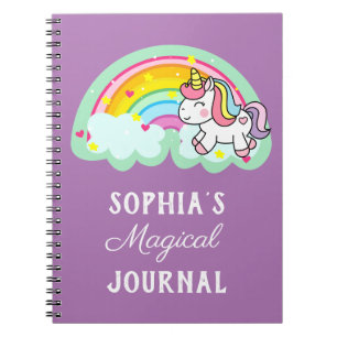 Carnet Licorne Magique Arc-en-Ciel Mignonne Violet