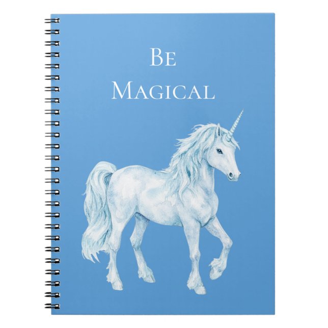 Carnet Licorne Magique Blanche Bleu Aqua (Devant)