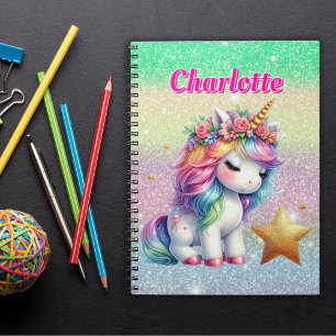 Carnet Licorne magique étoile scintillante 