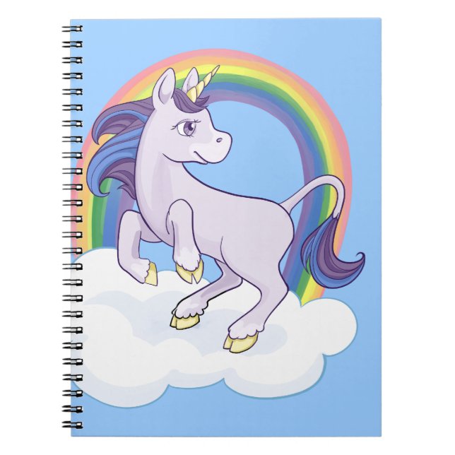 Carnet Licorne magique mignonne d'arc-en-ciel (Devant)