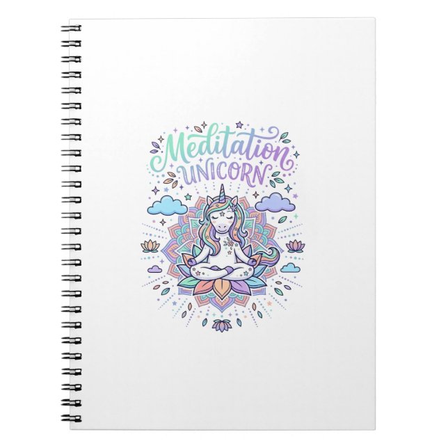 Carnet Licorne Méditation Licorne Fond Blanc Vecteur (Devant)