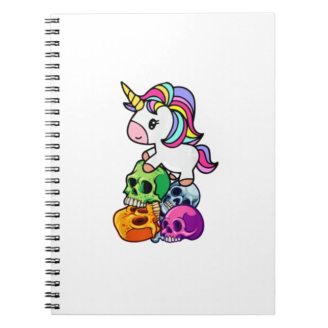 Carnet Licorne Mignonne & Crânes Mort. Drôle Goth Emo Hal (Devant)