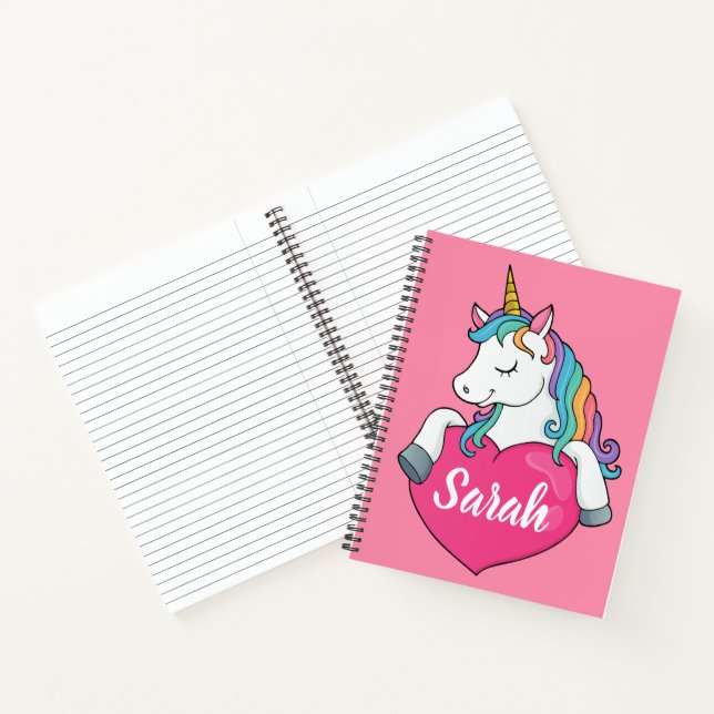 Carnet Licorne Mignonne Nom Personnalisé   (Intérieur)