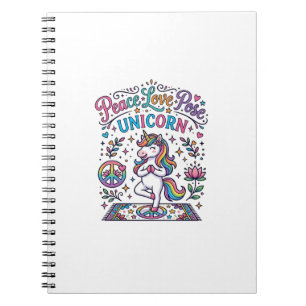 Carnet Licorne Paix Amour Pose Licorne Fond Blanc S