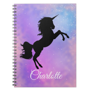 Carnet Licorne pourpre nommée faite sur commande mignonn