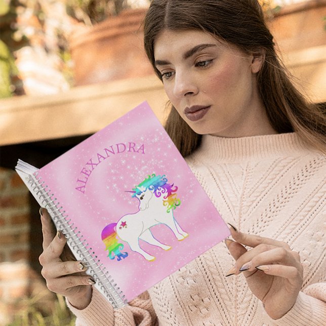 Carnet Licorne Rose Arc-en-ciel Douce Personnalisée (Créateur téléchargé)