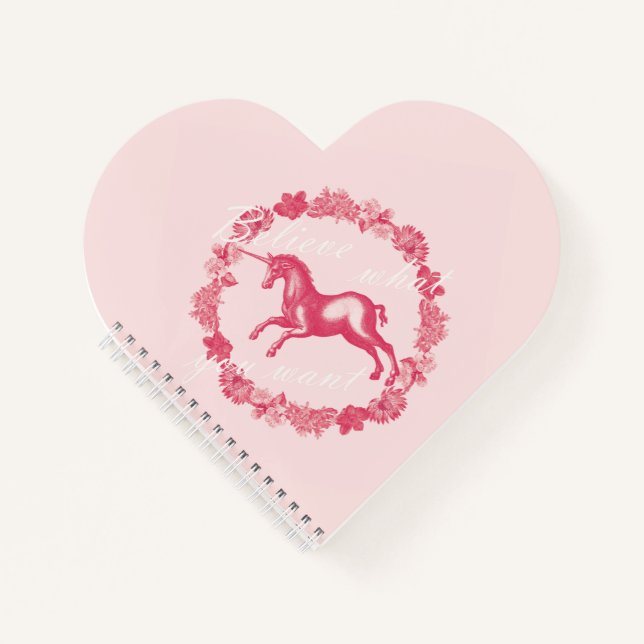Carnet Licorne rose et fleurs (Devant)